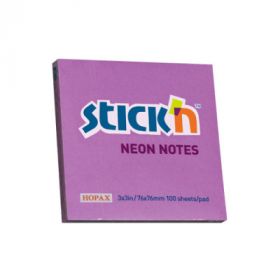 Notes autoadeziv 76 x  76 mm, 100 file, Stick'n - mov neon