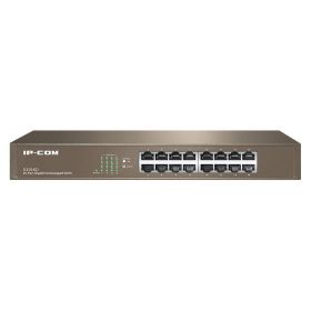 IP-COM 16-Port Gigabit Ethernet Switch, G1016D; Standard and Protocol:IEEE 802.3、IEEE 802.3u、IEEE 802.3x、IEEE 802.3ab; Cabling type:Category5e or better; 16*10/100/1000M Base-T Ethernet ports (Auto MDI/MDIX); Forwarding Speed: 10Mbps : 14880pps, 100