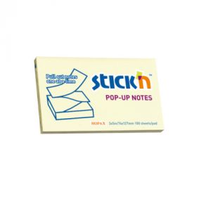 Notes autoadeziv 76 x 127 mm, 100 file, Stick'n Pop-up - galben pastel