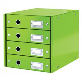 Cabinet cu sertare LEITZ WOW Click & Store, 4 sertare, carton laminat, A4, verde