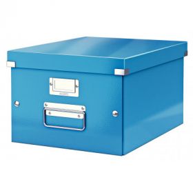 Cutie depozitare LEITZ WOW Click & Store, carton laminat, medie, albastru
