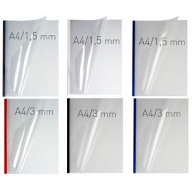 Coperti plastic PVC cu sina metalica  1.5mm, OPUS Easy Open - transparent mat/alb