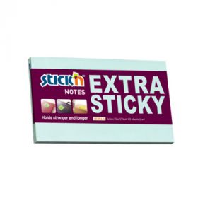 Notes autoadeziv extra-sticky 76 x 127mm, 90 file, Stick'n - albastru pastel