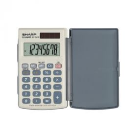 Calculator de buzunar,  8 digits, 105 x 64 x 11 mm, dual power, conversie, SHARP EL-243EB - gri