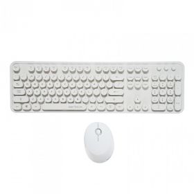 Kit tastatura + mouse Serioux Retro light 9910WH, wireless 2.4GHz, US layout, multimedia, mouse optic 800-1600dpi, USB, nano receiver, alb