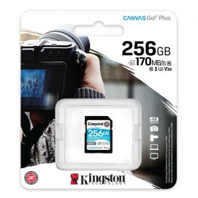 SD Card Kingston, 256GB, Canvas GO Plus, Clasa 10 UHS-I, Speed up to 170 MB/s, 3.3V, exFAT