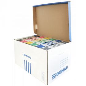 Container de arhivare cu capac deschidere superioara, carton 450gsm, DONAU - albastru/alb