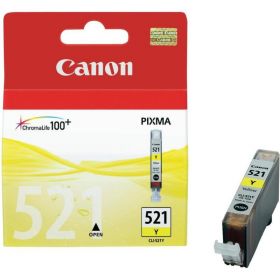 Cartus cerneala Canon CLI-521Y, yellow, 9ml / 505 pagini, pentru Canon MX860, Pixma IP3600, Pixma IP4600, Pixma IP4700, Pixma MP540, Pixma MP550, Pixma MP560, Pixma MP620, Pixma MP630, Pixma MP640, Pixma MP980, Pixma MP990, Pixma MX870.