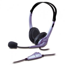 Casti cu microfon Genius, HS-04S, Full size, 20-20000Hz, 32 ohm, cablu 1.2m, culoare violet , Jack 3.5mm, Control volum, Noise-canceling microphone, Headband, ROHS