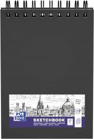 Caiet pentru schite, OXFORD Sketchbook, A5, 96 file-100g/mp, coperta carton rigida - negru