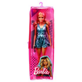 Papusa Barbie Fashionista Blonda Cu Tinuta Casual Albastra Si Ochelari De Soare