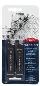 Rezerva mine si radiere DERWENT Professional, pentru creion mecanic, HB/2B 0.5 mm, 30 buc/set, negru