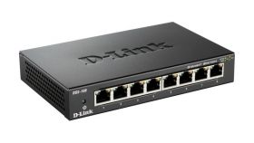 Switch D-Link DGS-108, 8 porturi Gigabit, Capacity 16Gbps, desktop, fara management, metal, negru