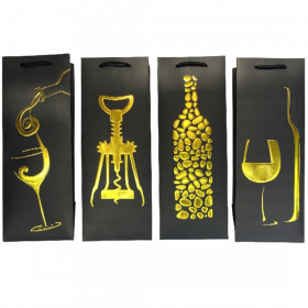 Punga cadou pentru sticla, design Black/Gold, 36x12.8x8.4cm, modele asortate