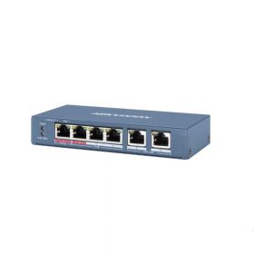 Switch Hi-POE 4 porturi Hikvision DS-3E0106HP-E; 1 × 10/100 Mbps HiPoE port, 3 × 10/100 Mbps PoE ports si 2 × 10/100 Mbps RJ45 ports; Port type: RJ45 port, full duplex; portul 1 HI-PoE- alimentare pana la 150metri, buget maxim 60W; porturile 2-4 alimen