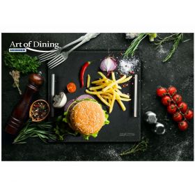 Platou Ardezie,Patr. Manere Inox 30X30Cm, Art Of Dining By Heinner