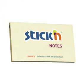 Notes autoadeziv 76 x 127 mm, 100 file, Stick'n - galben pastel