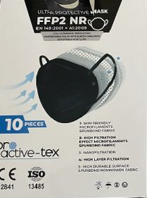 Masca respiratorie FFP2, ambalata individual, 10 buc/cutie, PRO-ACTIVE TEX - neagra