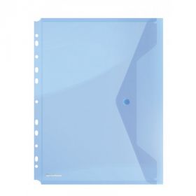 Folie protectie doc. A4 portret, inchidere cu capsa, 4/set, 200 microni, DONAU -albastru transparent