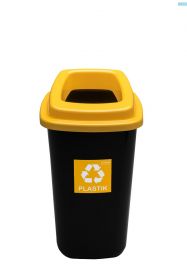 Cos plastic reciclare selectiva, capacitate 90l, PLAFOR Sort - negru cu capac galben - plastic
