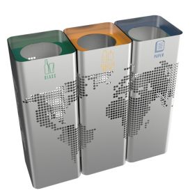 Set cosuri gunoi pentru reciclare inox 3 x 60 litri