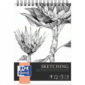 Bloc desen cu spirala, OXFORD Sketching, A3, 50 file - 120g/mp, coperta carton - design flori