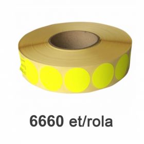 Role etichete semilucioase ZINTA rotunde galbene 20mm, 6660 et./rola