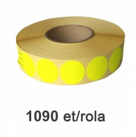 Role etichete semilucioase ZINTA rotunde galbene 35mm, 1090 et./rola