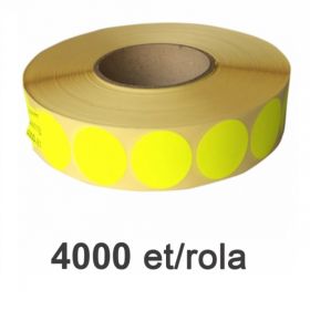 Role etichete semilucioase ZINTA rotunde galbene 35mm, 4000 et./rola