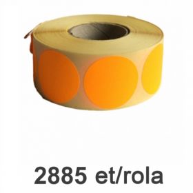 Role etichete semilucioase ZINTA rotunde portocalii fluo 49mm