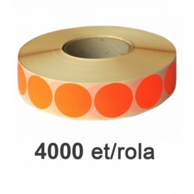 Role etichete semilucioase ZINTA rotunde rosii fluo 35mm, 4000 et./rola