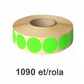 Role etichete semilucioase ZINTA rotunde verzi fluo 35mm, 1090 et./rola