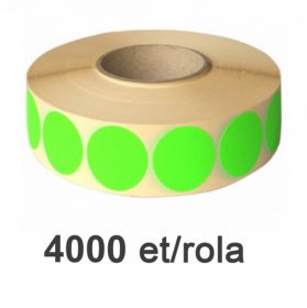 Role etichete semilucioase ZINTA rotunde verzi fluo 35mm, 4000 et./rola