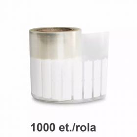 Rola etichete bijuterii 2x22x10mm, albe, codita transparenta, 1000 et./rola