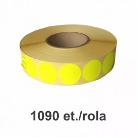 Rola etichete semilucioase ZINTA rotunde galbene fluo 35mm, 1090 et./rola