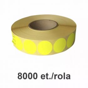 Rola etichete semilucioase ZINTA rotunde galbene fluo 35mm, 2 et./rand, 8000 et./rola