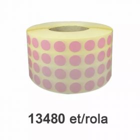 Rola etichete semilucioase ZINTA rotunde, PANTONE 183, 10mm, 13.480 et./rola