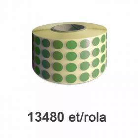 Rola etichete semilucioase ZINTA rotunde, PANTONE 361, 10mm, 13.480 et./rola