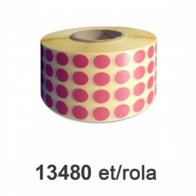 Rola etichete semilucioase ZINTA rotunde, PANTONE 711, 10mm, 13.480 et./rola