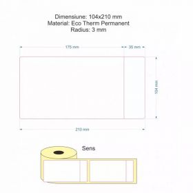 Rola etichete termice ZINTA 104x210mm, gap, split, 800 et./rola