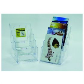 Display plastic pentru brosuri, de birou/perete, 4 x A5, KEJEA - transparent