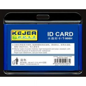 Suport PP-PVC rigid, pentru ID carduri, 105 x 74mm, orizontal, KEJEA - albastru