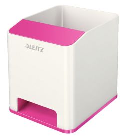 Suport instrumente de scris Leitz WOW, PS, cu amplificare sunet, culori duale, alb-roz