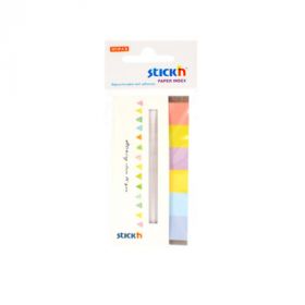 Stick index hartie color 45 x 15 mm, 6 x 30 file/set, Stick'n - 6 culori alb/neon