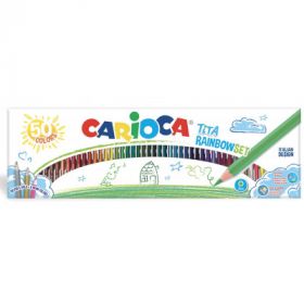 Creioane colorate CARIOCA Tita Rainbow Set, hexagonale, flexibile, 50 culori/cutie