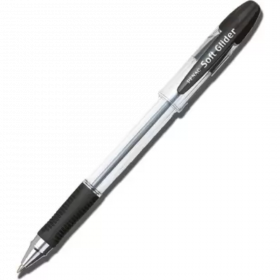 Pix PENAC Soft Glider, rubber grip, 1.6mm, varf metalic, corp transparent - scriere neagra