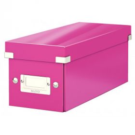 Cutie depozitare LEITZ WOW Click & Store, carton laminat, pentru CD-uri, roz