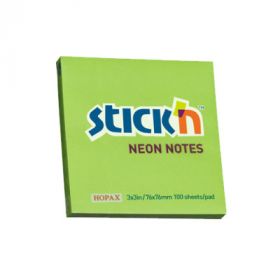 Notes autoadeziv 76 x  76 mm, 100 file, Stick'n - verde neon