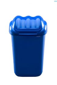 Cos plastic cu capac batant, pentru reciclare selectiva, capacitate 15l, PLAFOR Fala - albastru