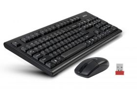 Kit tastatura + mouse A4tech 3100N, wireless, negru, tastatura GR-85 US layout, Mouse G3-220N V-Track, USB
